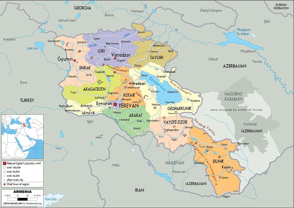 Armenia Political Map 