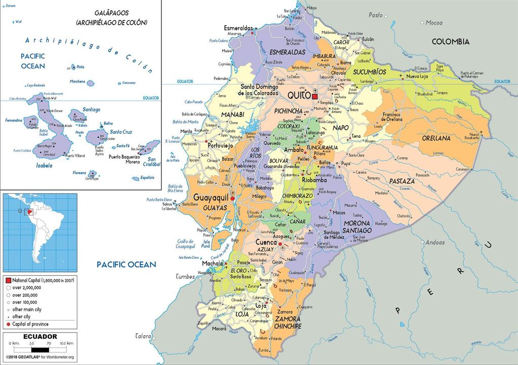 Ecuador Political Map 