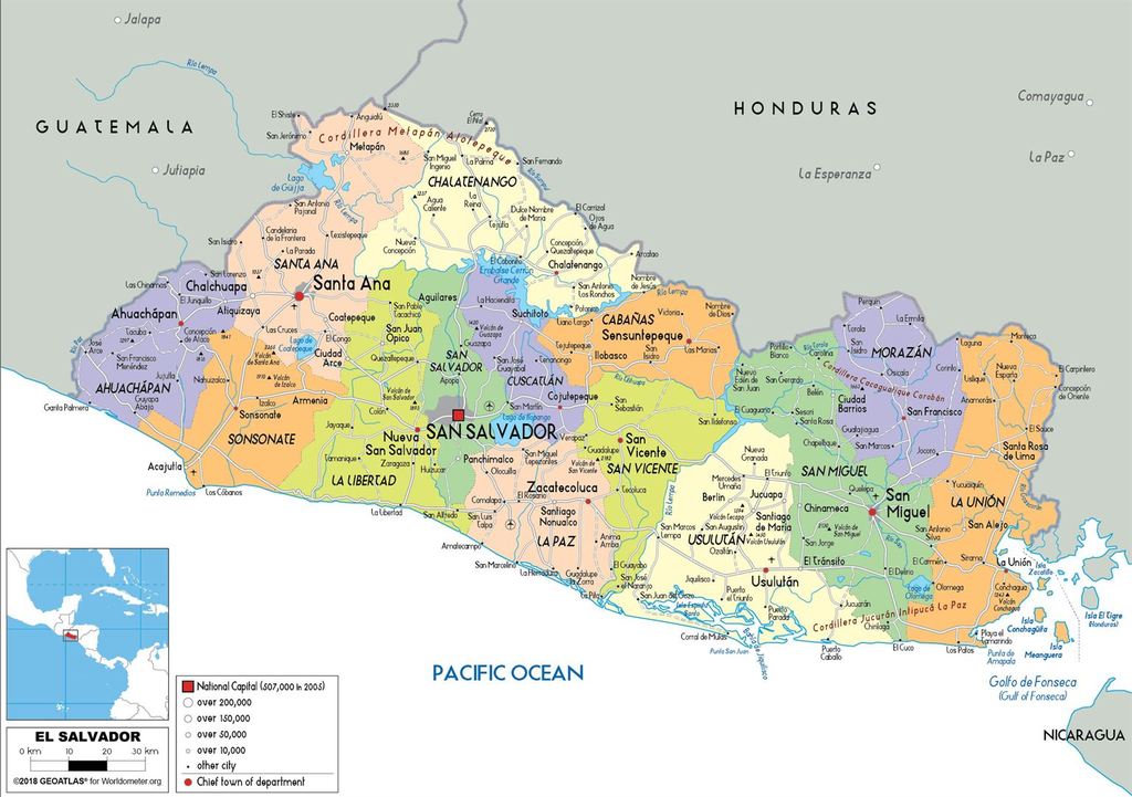 El Salvador Political Map  