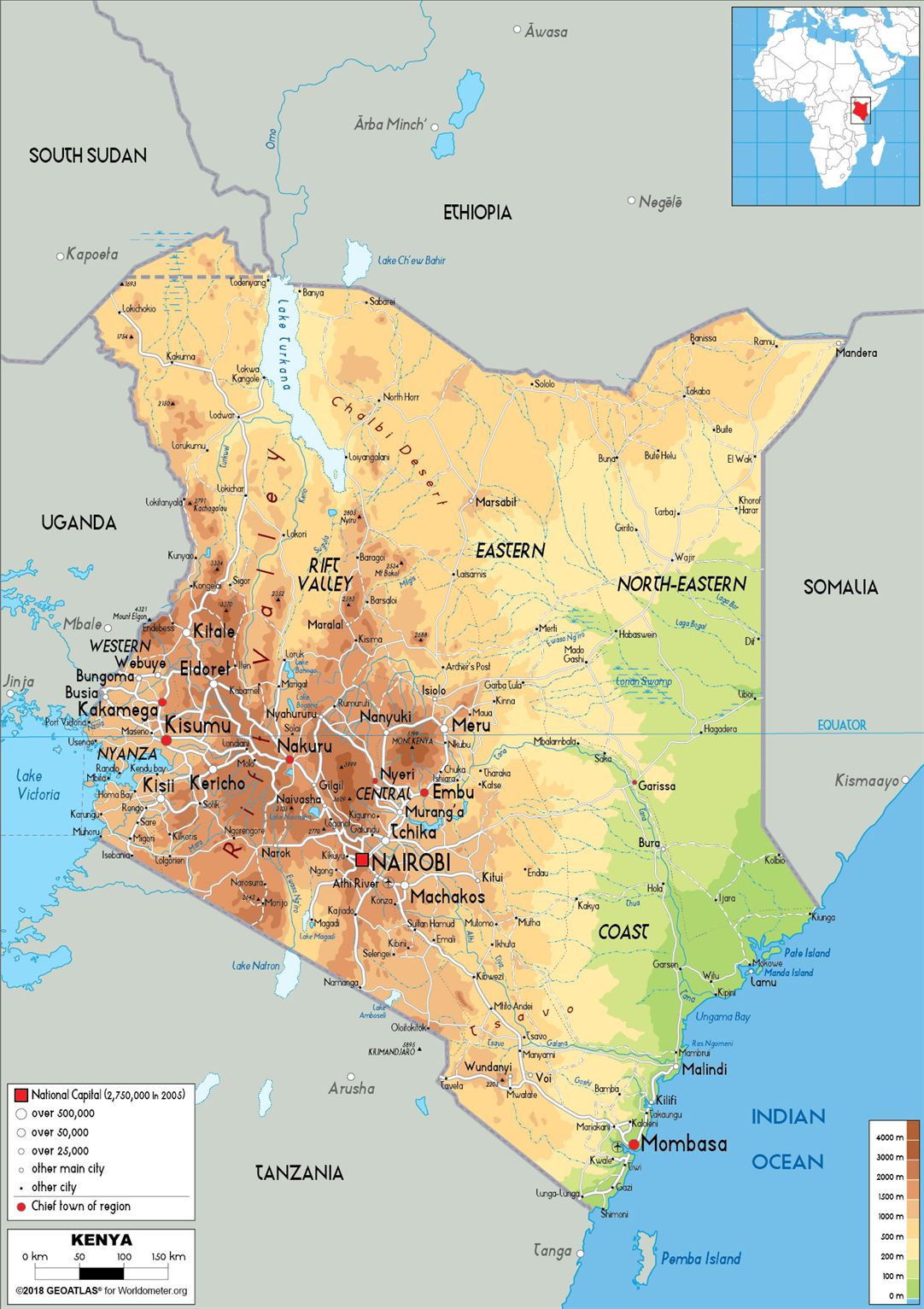 Kenya Physical Map 