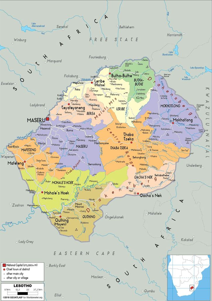 Lesotho Political Map
