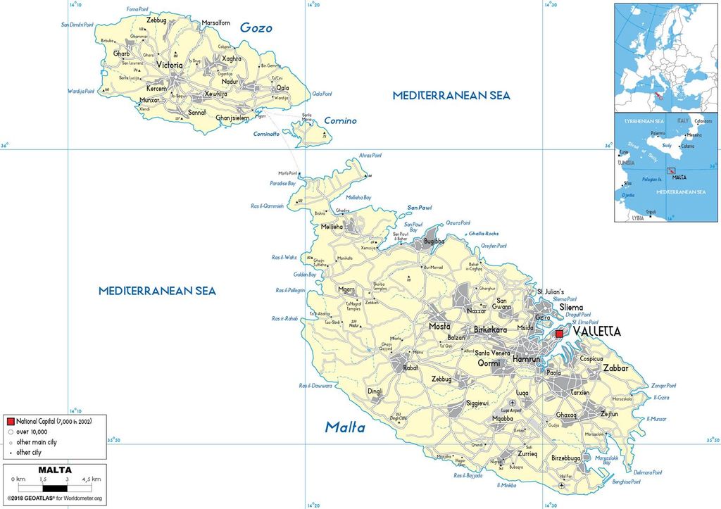 Malta Political Map 