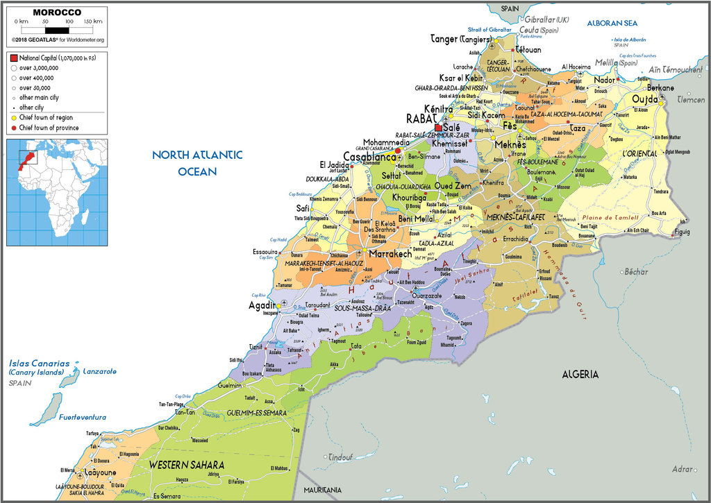 Morocco Political Map 