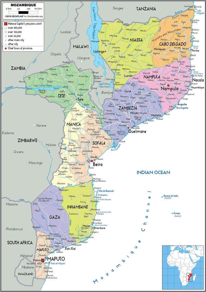 Mozambique Political Map 