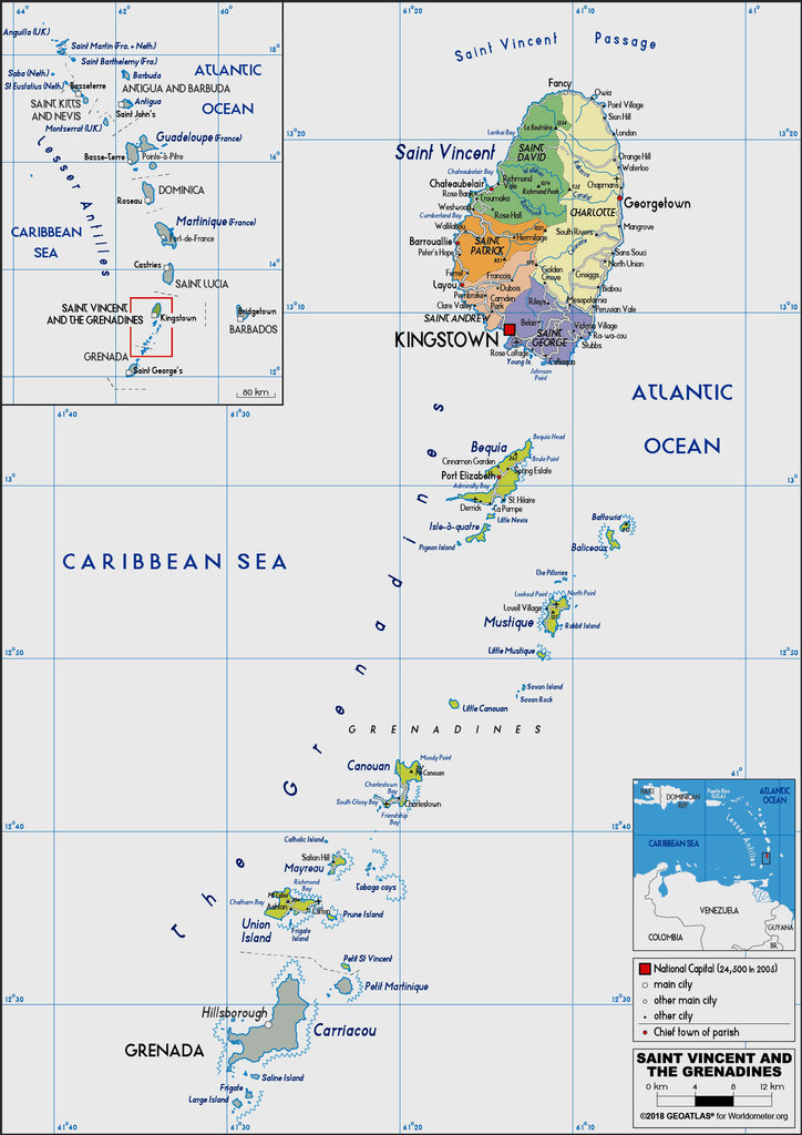 Saint Vincent and the Grenadines Political Map 