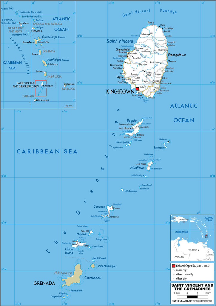 Saint Vincent and the Grenadines Road  Map 