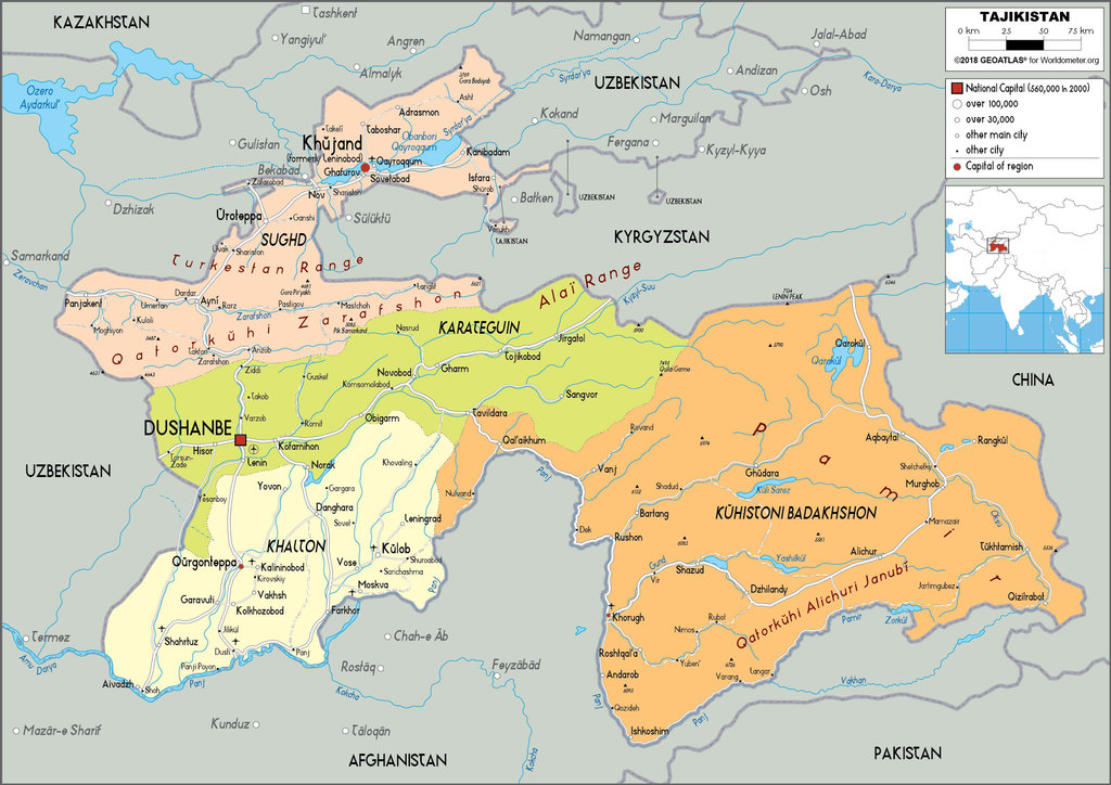 Tajikistan Political Map 