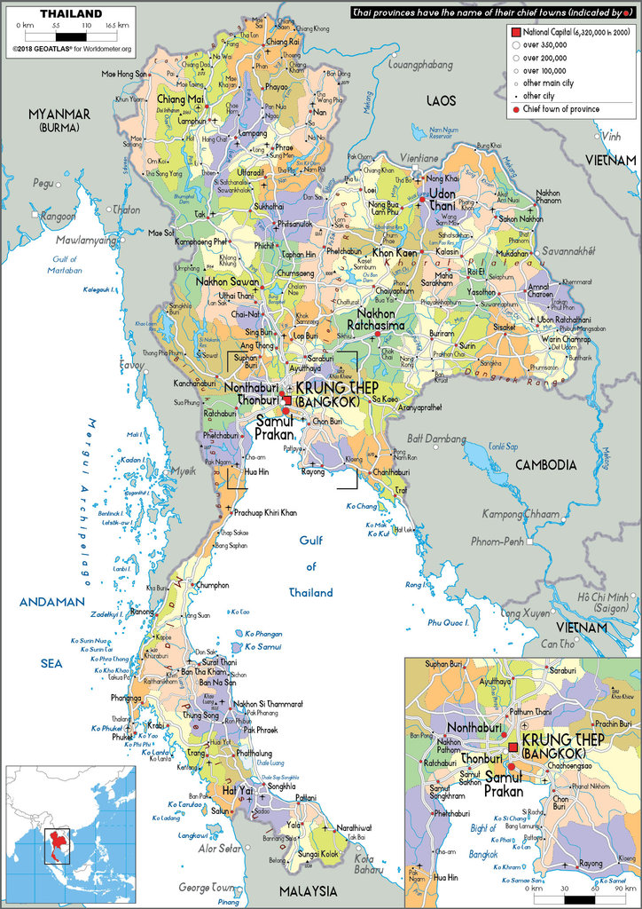 Thailand Political Map 