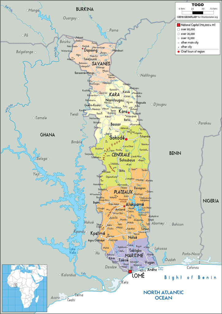 Togo Political Map 