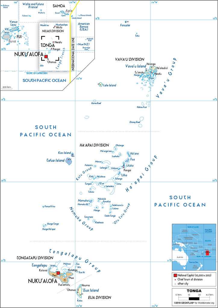 Tonga Political Map 