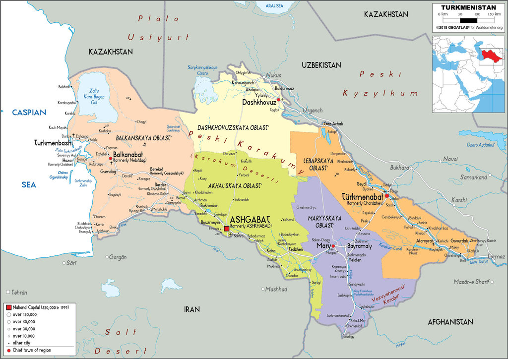 Turkmenistan Political Map 