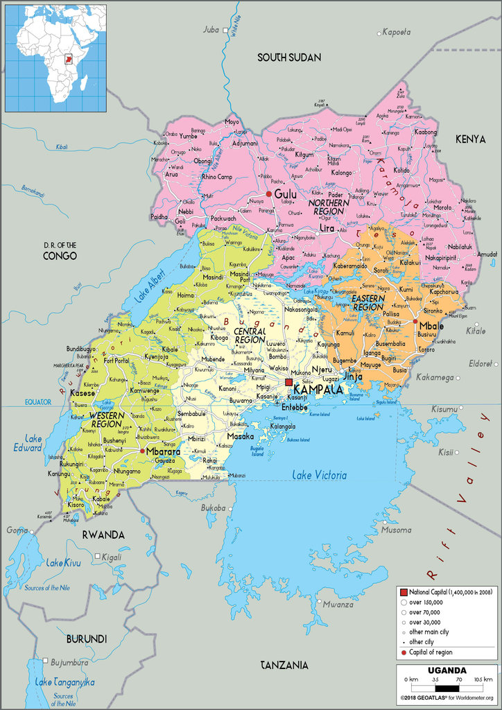 Uganda Political Map 